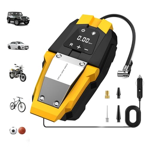 Tire Inflator Portable Air Compressor 150 PSI, 12V Electric Air Pump for Car Tires, Auto Bike Tire Pump with Digital Pressure Gauge Emergency LED Light Automatic Shut Off for Car Bicycle Balloons