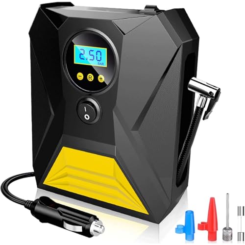 LONLEEYU Tire Inflator Air Pump, Portable Air Compressor for Car Tires, 12V DC 150 PSI Tire Pump with LED Light Digital Pressure Gauge for Car Bike