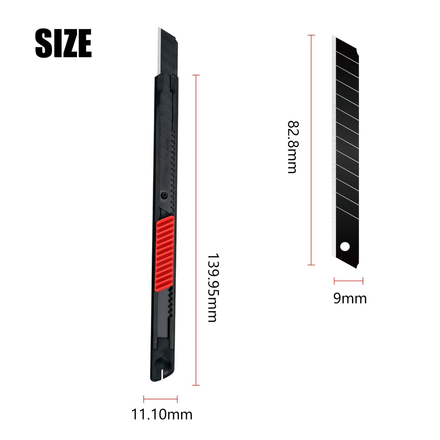 Metal Box Cutter Body, with Safety Lock (Black White)