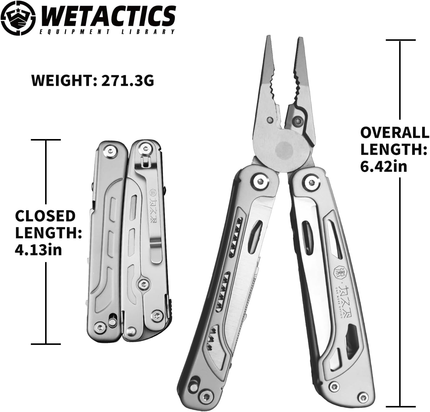 WETACTICS Multitool, light seeking 20in1,men's EDC with pocket knife, pointed nose pliers, ignition stick, folding scissors and wire stripping tool, outdoor knife gift,camping gear, stainless steel