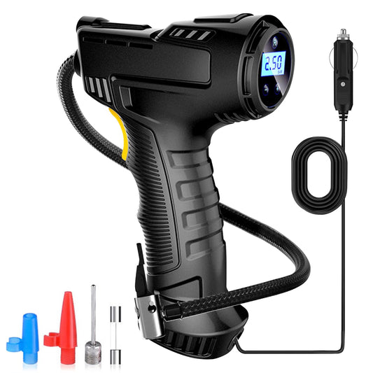 LONLEEYU Tire Inflator,120W Portable Air Compressor Pump for Car Tires with Tire Pressure Detection Preset and Auto Shutoff, 12V Up to 150 PSI Tire Pump with Digital Pressure Gauge and LED Light