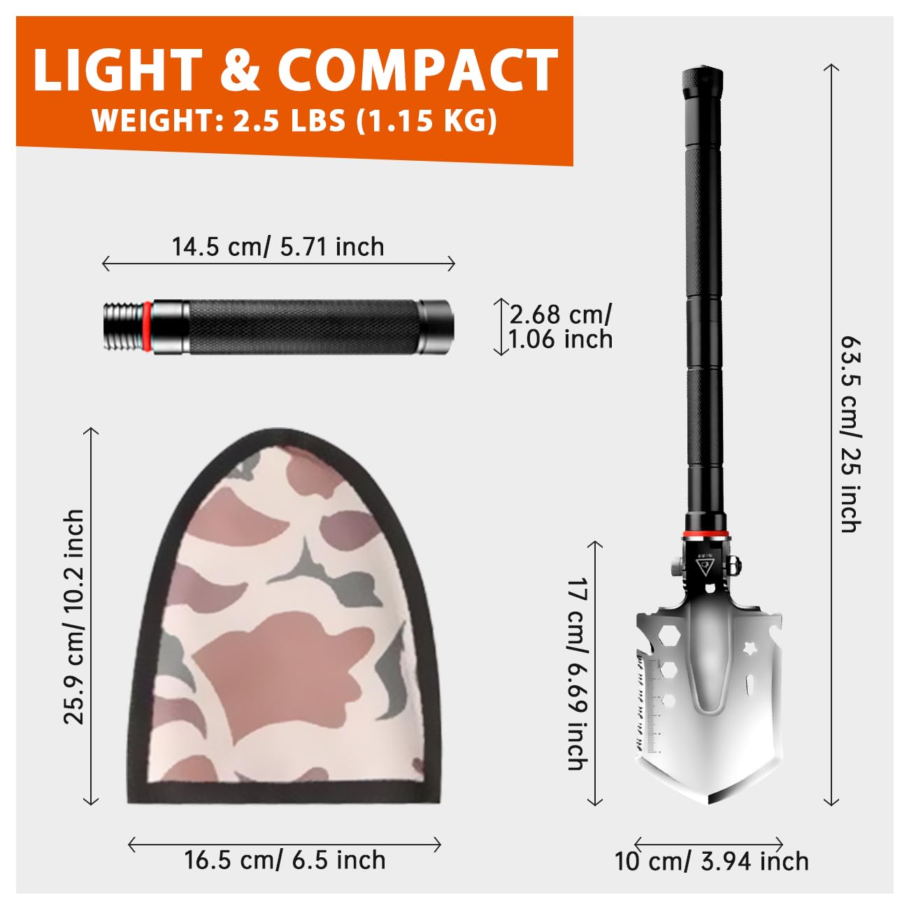 LONLEEYU Tactical Camping Survival Shovel