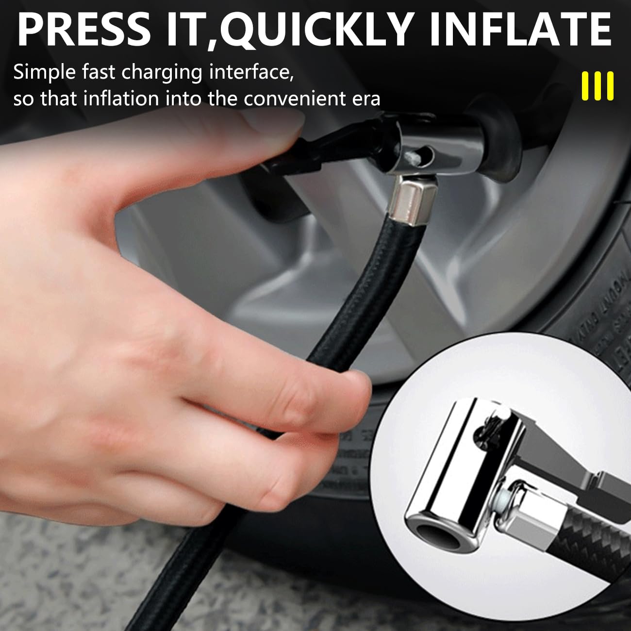 LONLEEYU Tire Inflator,120W Portable Air Compressor Pump for Car Tires with Tire Pressure Detection Preset and Auto Shutoff, 12V Up to 150 PSI Tire Pump with Digital Pressure Gauge and LED Light