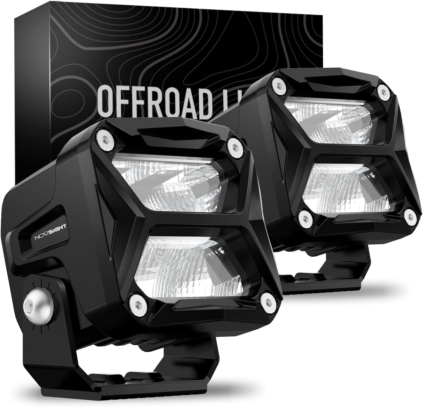 NOVSIGHT 3 Inch LED Pod Lights - 80W 10800LM LED Off Road Lights LED Pods Light Flood Light - IP68 Waterproof LED Cube Lights Work Lights for Truck Jeep Boat Motorcycle SUV ATV UTV, 2 Pcs