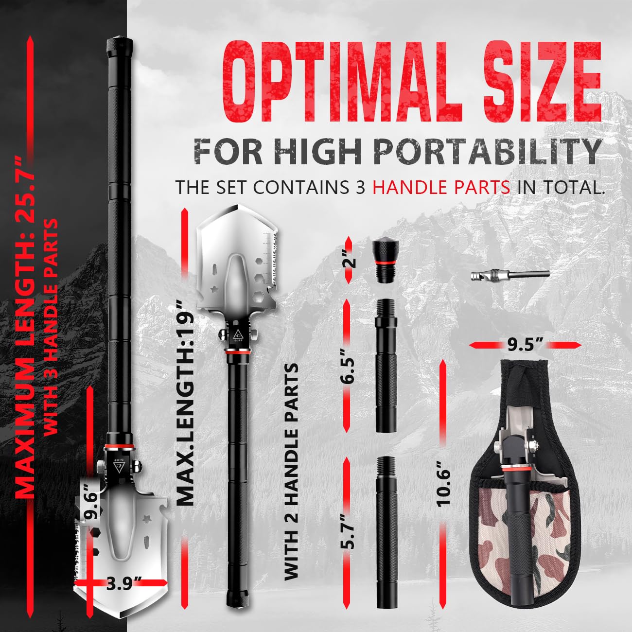 LONLEEYU Folding Survival Shovel
