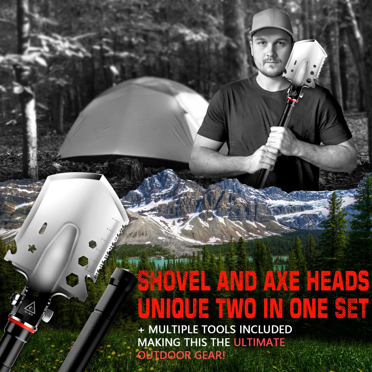LONLEEYU Folding Survival Shovel