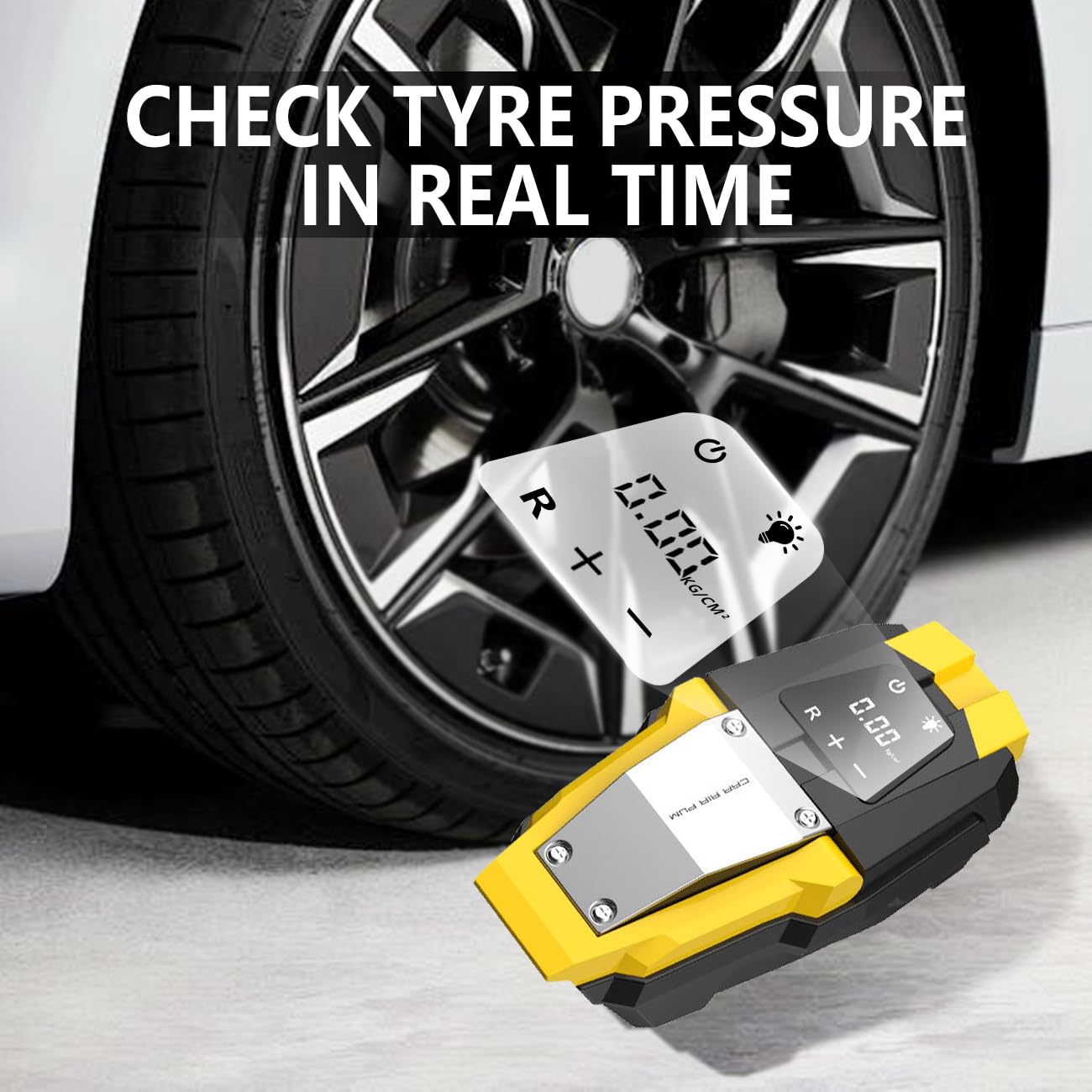 Tire Inflator Portable Air Compressor 150 PSI, 12V Electric Air Pump for Car Tires, Auto Bike Tire Pump with Digital Pressure Gauge Emergency LED Light Automatic Shut Off for Car Bicycle Balloons