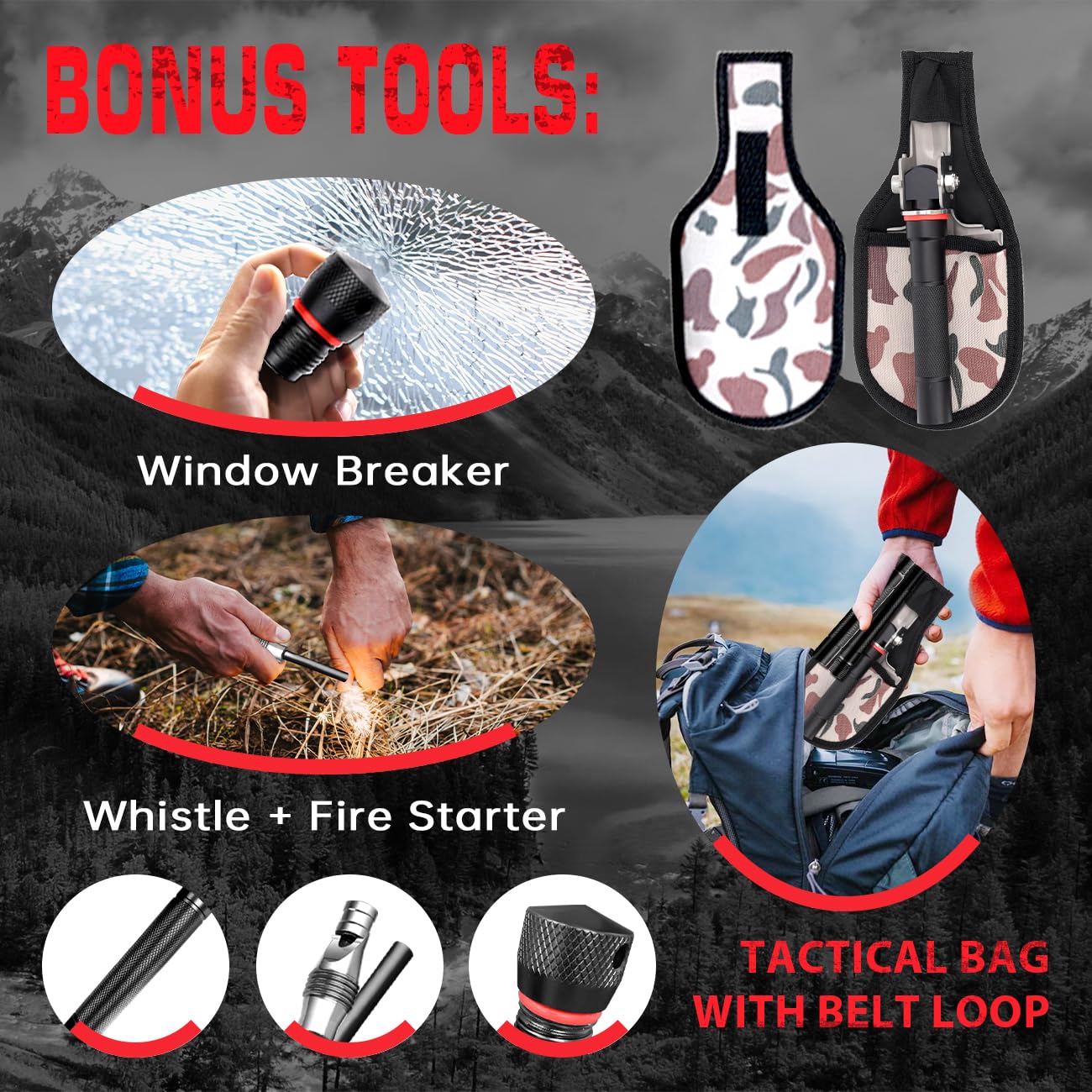 LONLEEYU Folding Survival Shovel