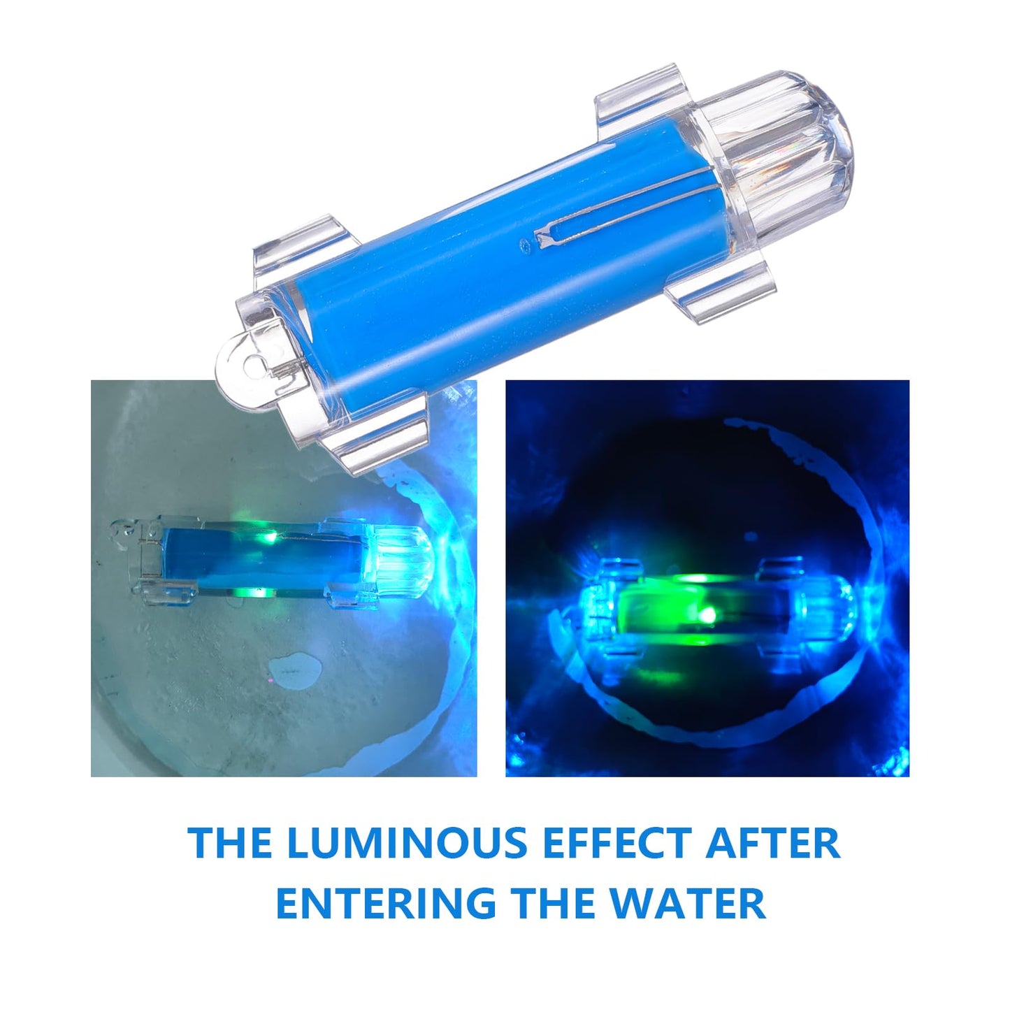 LONLEEYU Underwater Fishing Light, 2PCS IP68 Waterproof LED Flashing Light with Blue & Green LEDs, 4000+ Hours Lifespan, Bait Lure Lamp for Deep Sea Fishing