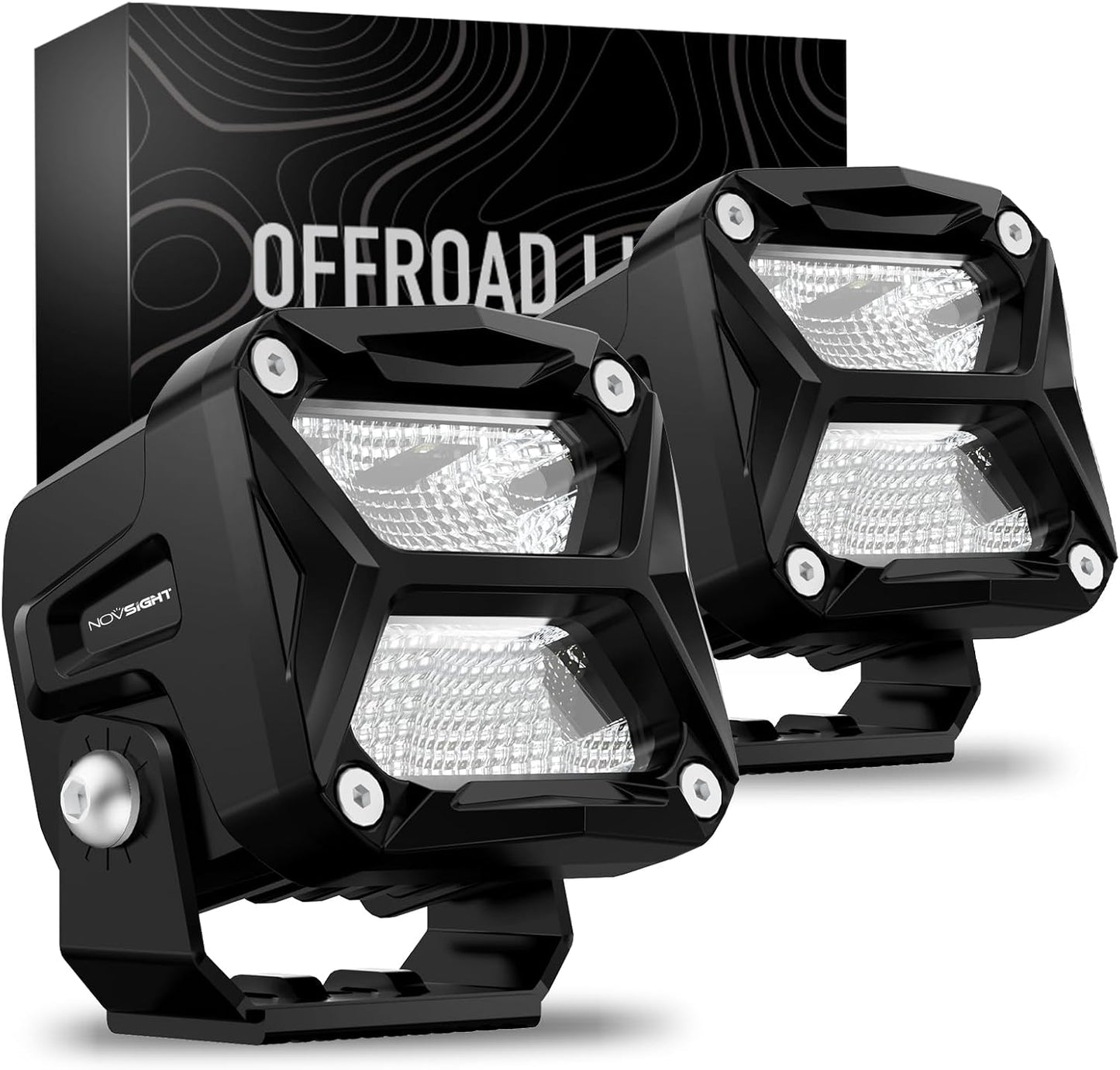 NOVSIGHT 3 Inch LED Pod Lights - 80W 10800LM LED Off Road Lights LED Pods Light Flood Light - IP68 Waterproof LED Cube Lights Work Lights for Truck Jeep Boat Motorcycle SUV ATV UTV, 2 Pcs