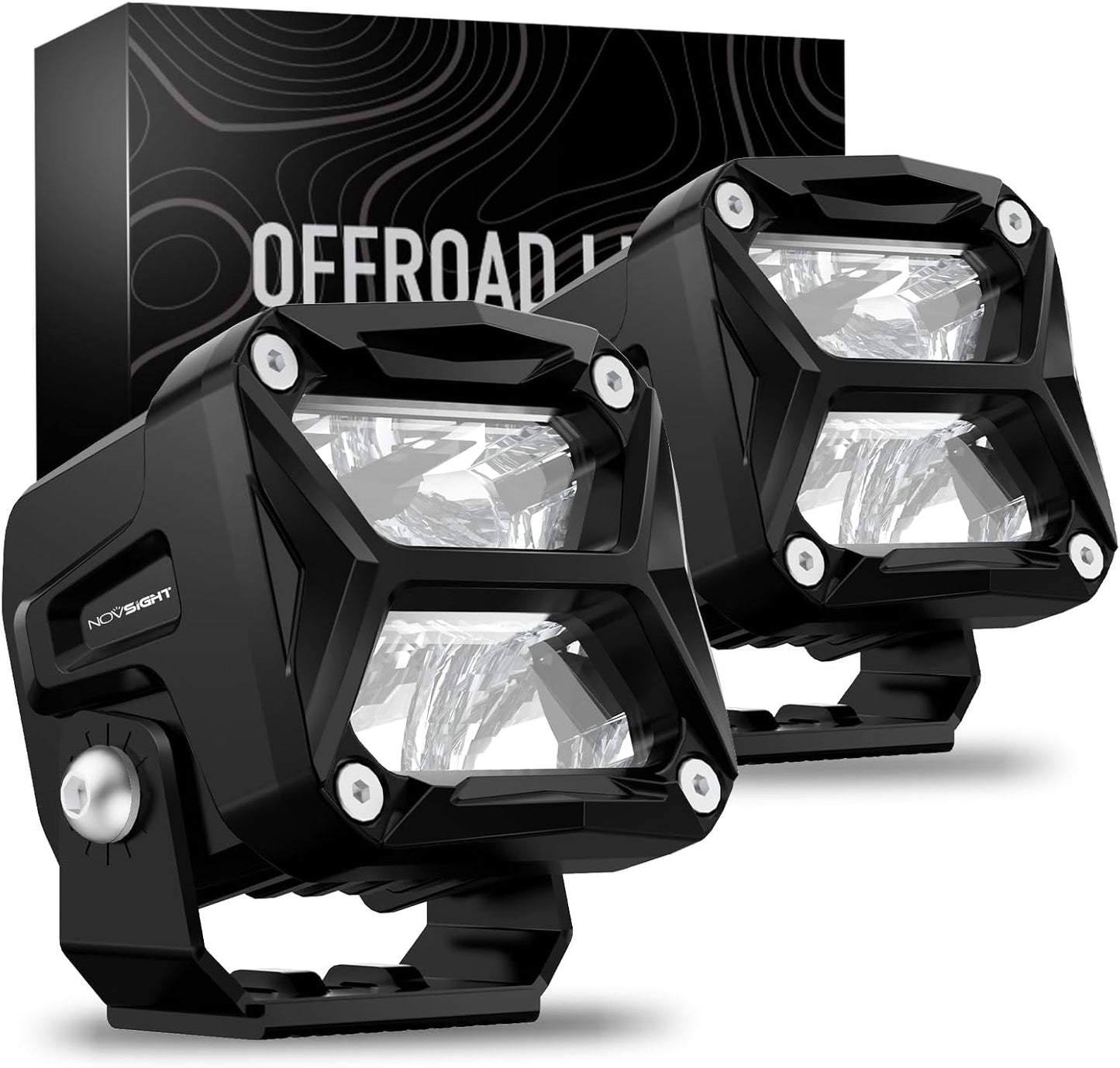 NOVSIGHT 3 Inch LED Pod Lights - 80W 10800LM LED Off Road Lights LED Pods Light Flood Light - IP68 Waterproof LED Cube Lights Work Lights for Truck Jeep Boat Motorcycle SUV ATV UTV, 2 Pcs