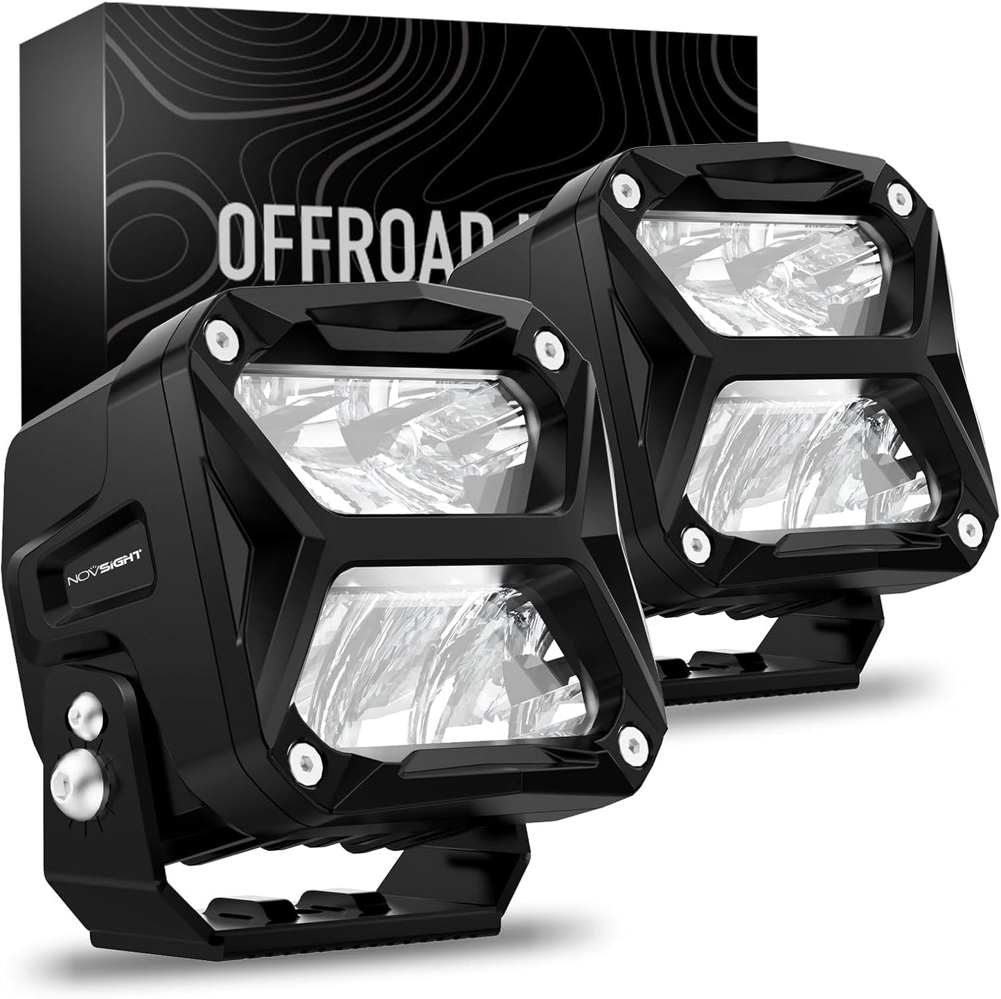 NOVSIGHT 3 Inch LED Pod Lights - 80W 10800LM LED Off Road Lights LED Pods Light Flood Light - IP68 Waterproof LED Cube Lights Work Lights for Truck Jeep Boat Motorcycle SUV ATV UTV, 2 Pcs