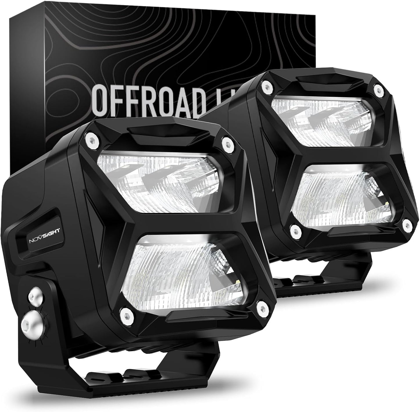 NOVSIGHT 3 Inch LED Pod Lights - 80W 10800LM LED Off Road Lights LED Pods Light Flood Light - IP68 Waterproof LED Cube Lights Work Lights for Truck Jeep Boat Motorcycle SUV ATV UTV, 2 Pcs