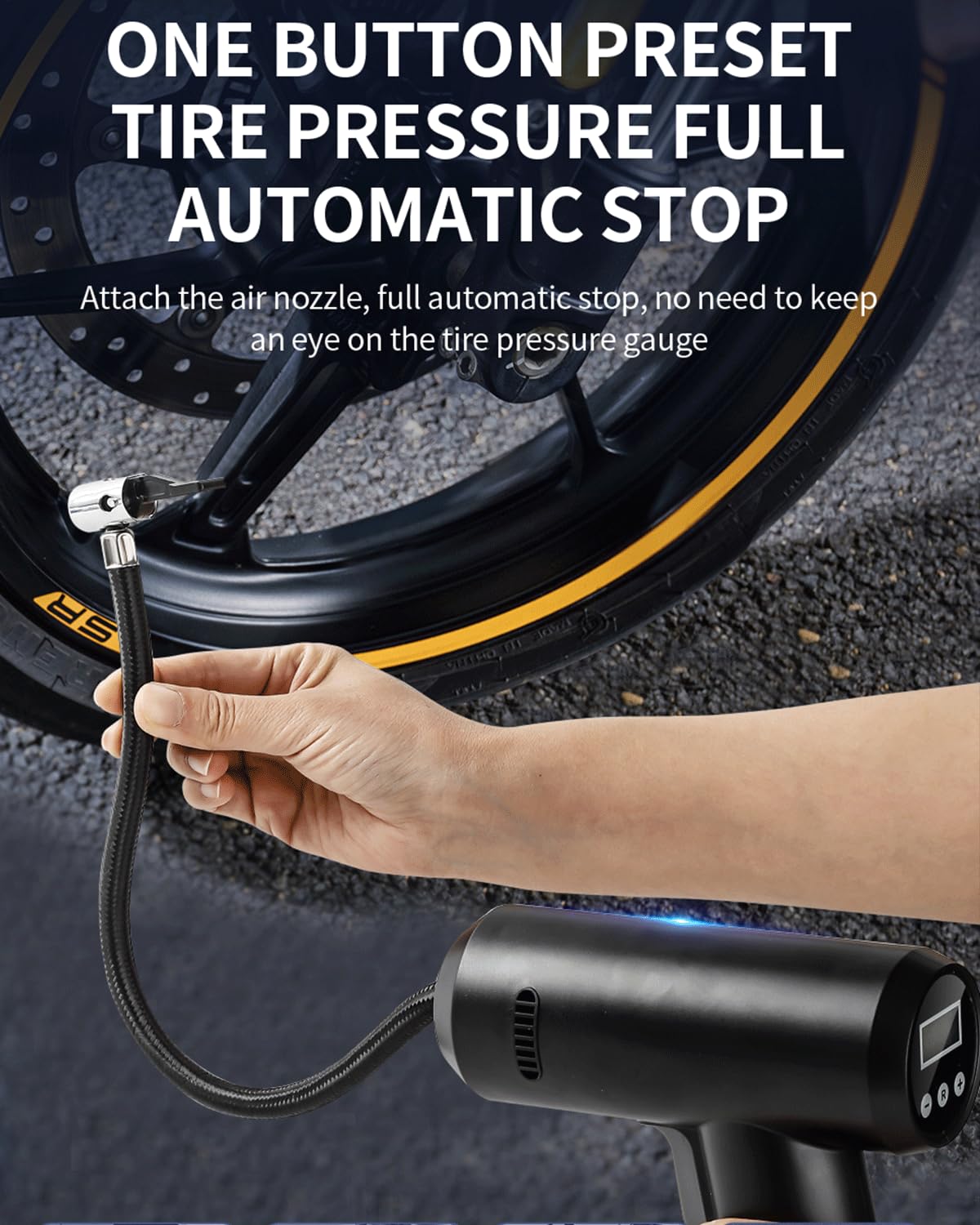 LONLEEYU Tire Inflator, 12V DC Portable Air Compressor Pump for Car Tires, 150PSI Auto Tire Pump with Digital Pressure Gauge and LED Light for Car Motorcycle Bicycle Balls