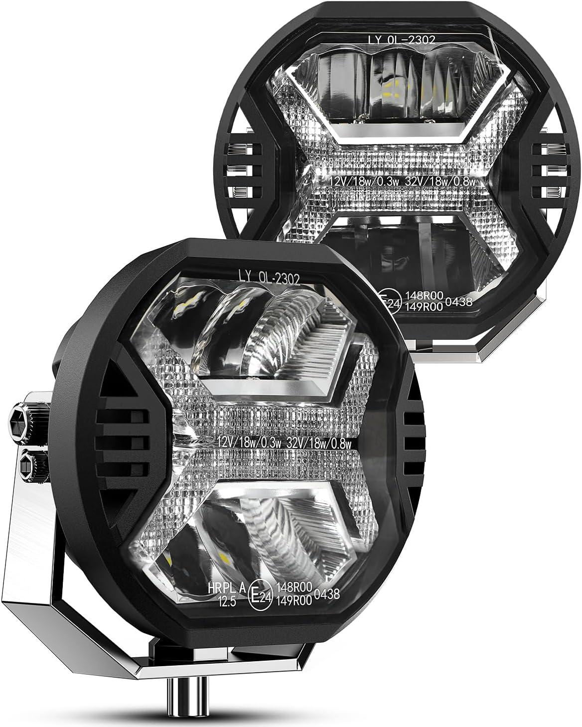 SPL Amber Led Pods Offroad Driving Lights Cube, 5.7In 12000LM, 5-3/4" Led Off Road Lights with Amber X Letter DRL Design, LED Spot Lights for Trucks Jeep Bumper UTV ATV, 2PCS(Wiring Harness Included)