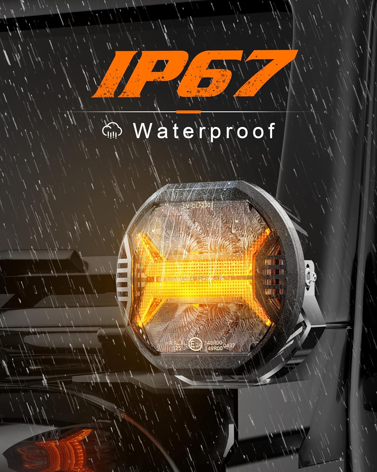 SPL Amber Led Pods Offroad Driving Lights Cube, 5.7In 12000LM, 5-3/4" Led Off Road Lights with Amber X Letter DRL Design, LED Spot Lights for Trucks Jeep Bumper UTV ATV, 2PCS(Wiring Harness Included)