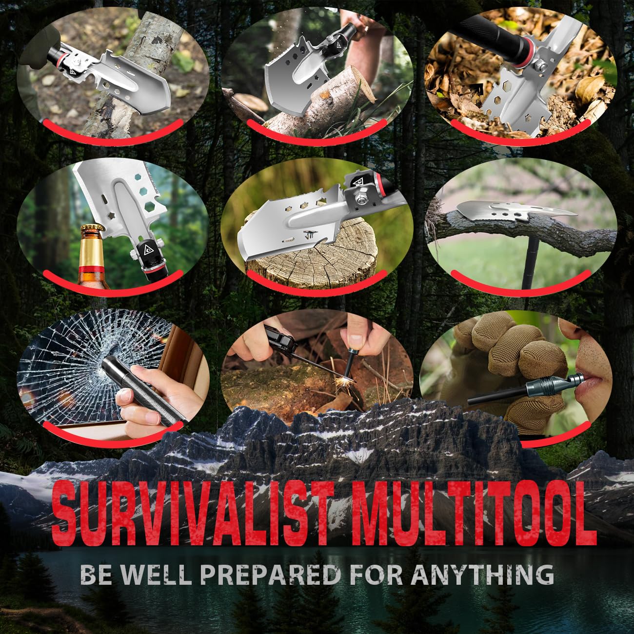 LONLEEYU Folding Survival Shovel