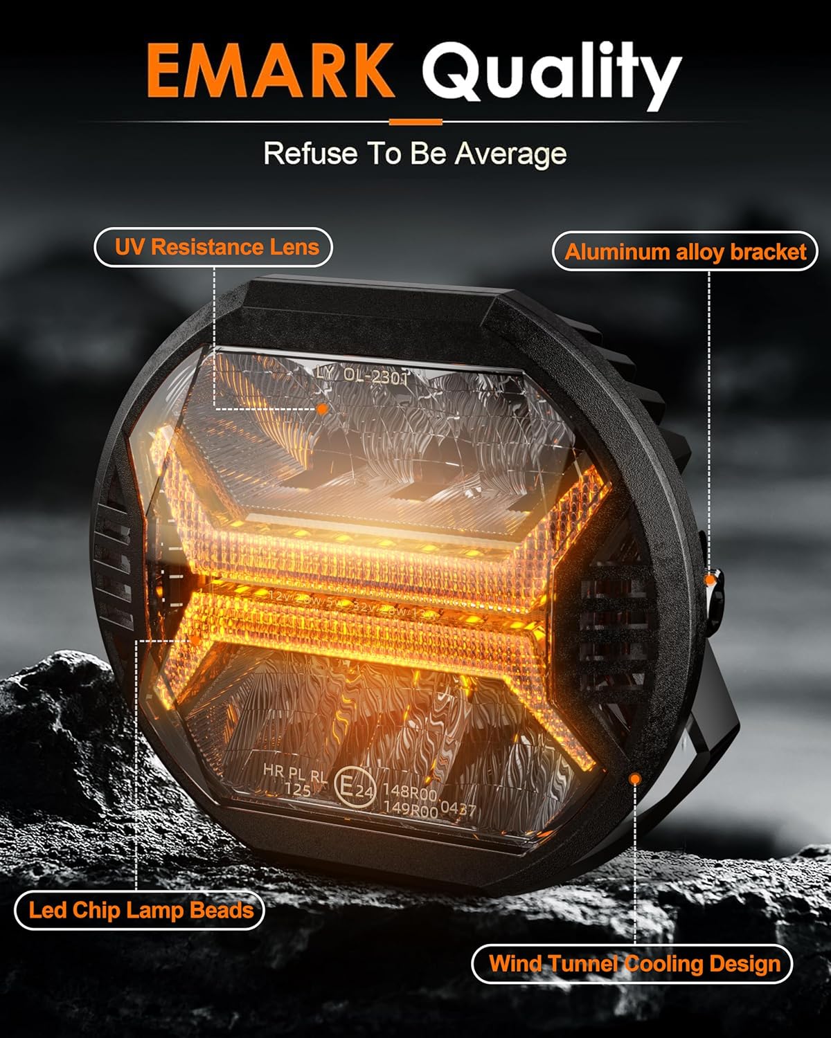 SPL Amber Led Pods Offroad Driving Lights Cube, 5.7In 12000LM, 5-3/4" Led Off Road Lights with Amber X Letter DRL Design, LED Spot Lights for Trucks Jeep Bumper UTV ATV, 2PCS(Wiring Harness Included)