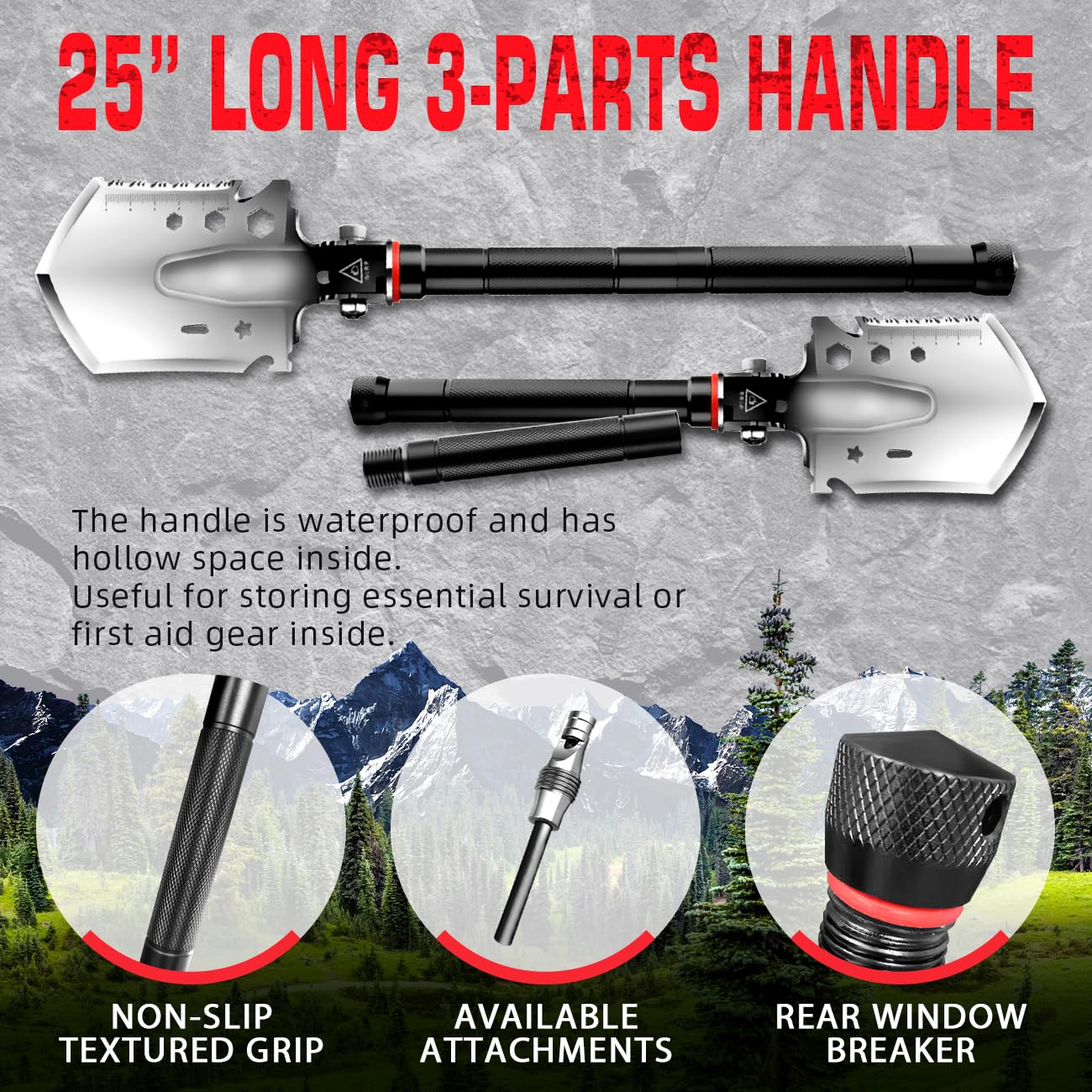 LONLEEYU Folding Survival Shovel