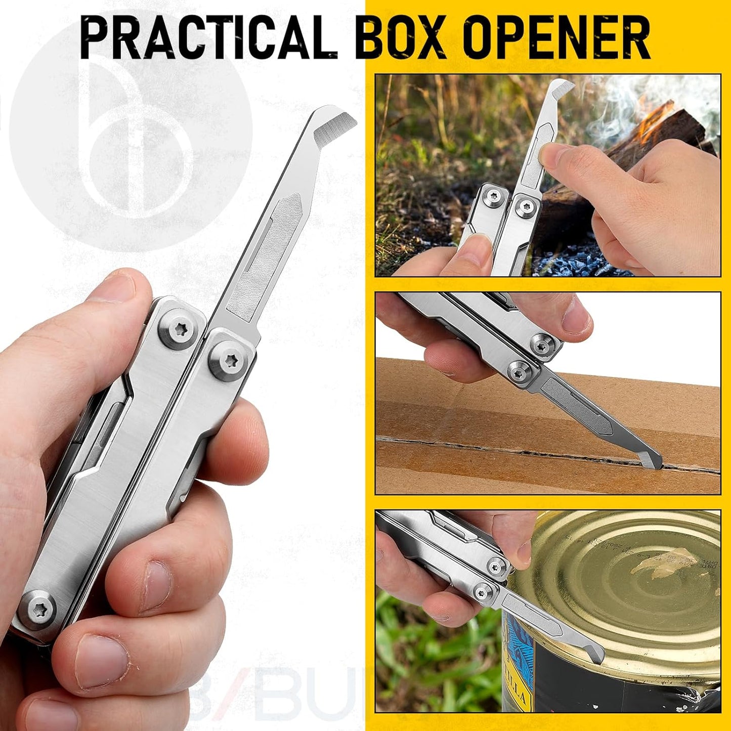 BIBURY Outdoor Mini Multitool Pliers BI2051A, Mini Pocket Pliers with Window Breaker, Seat Belt Cutter, Bottle Opener for Outdoor Survival, EDC Multi Tool with Pocket Clip, Gifts for Men & Women