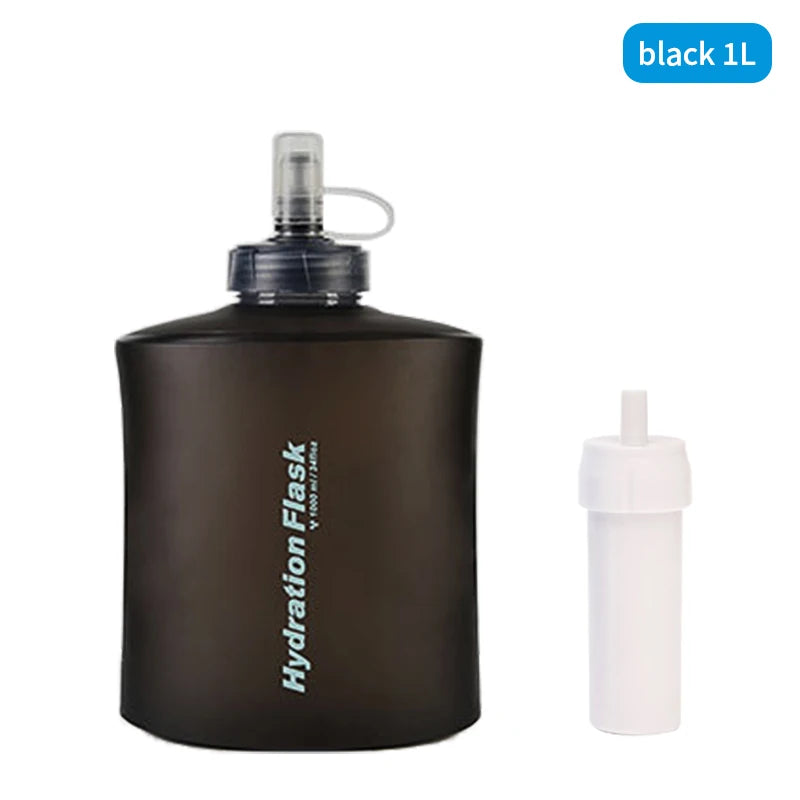 Filterwell 1L 2L Outdoor Collapsible Foldable Squeezable Pouch Hydration Flask Touch Soft Water Bottle With Water Filter Straw