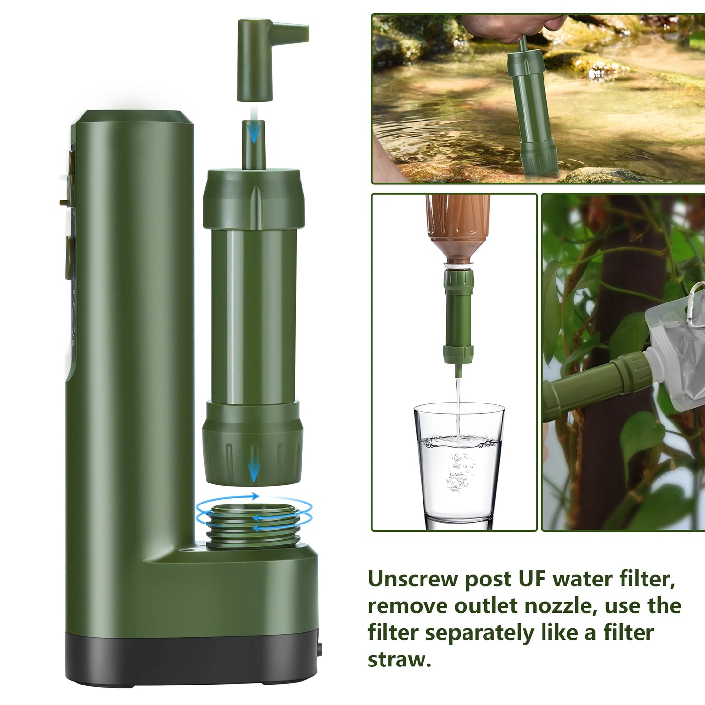 Filterwell Survival Camping Hiking Emergency Personal Portable Outdoor Electric Water Purifier Filter Straw