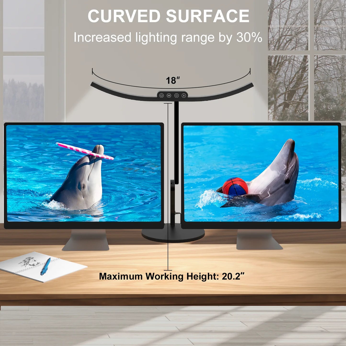 Factory Direct 12W Swing Arm LED Table Lamp Newest Design Curved Surface Desk Lamp with Round Base