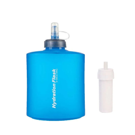 Filterwell 1L 2L Outdoor Collapsible Foldable Squeezable Pouch Hydration Flask Touch Soft Water Bottle With Water Filter Straw