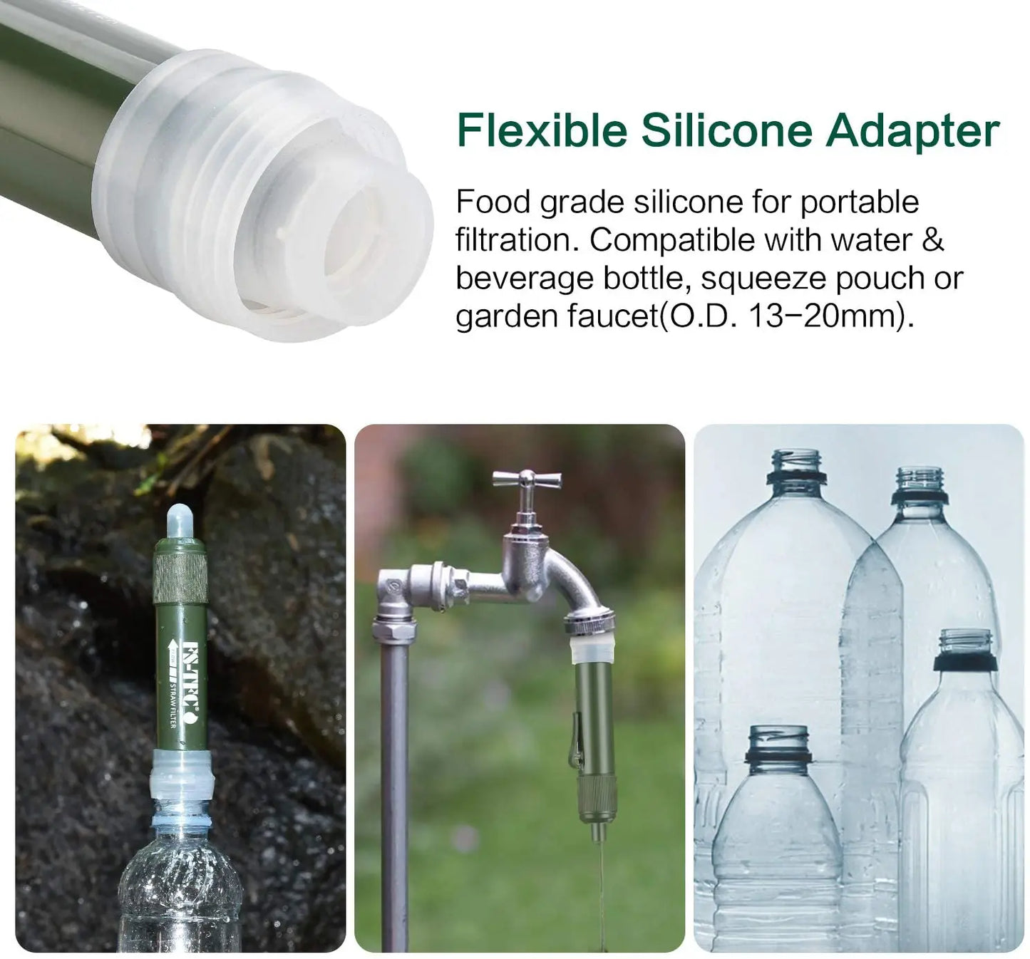 Filterwell Collapsible Running  Soft Bottle Outdoor Squeezable  Pouch with Water Filtration Filter Straw Hydration Flask