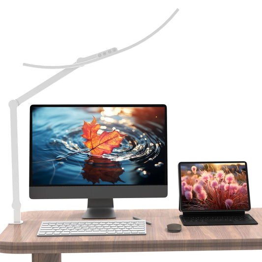LED Desk Lamp, Swing Arm Desk Light with Clamp, Curved Desk Light Bedroom Lamp for Kids
