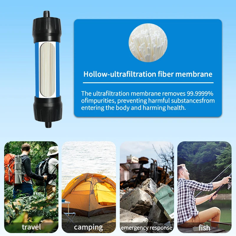 Filterwell UF Membrane Mini Hiking Personal Water Purifier Straw Emergency Camping Survival Portable Outdoor Water Filter Straw