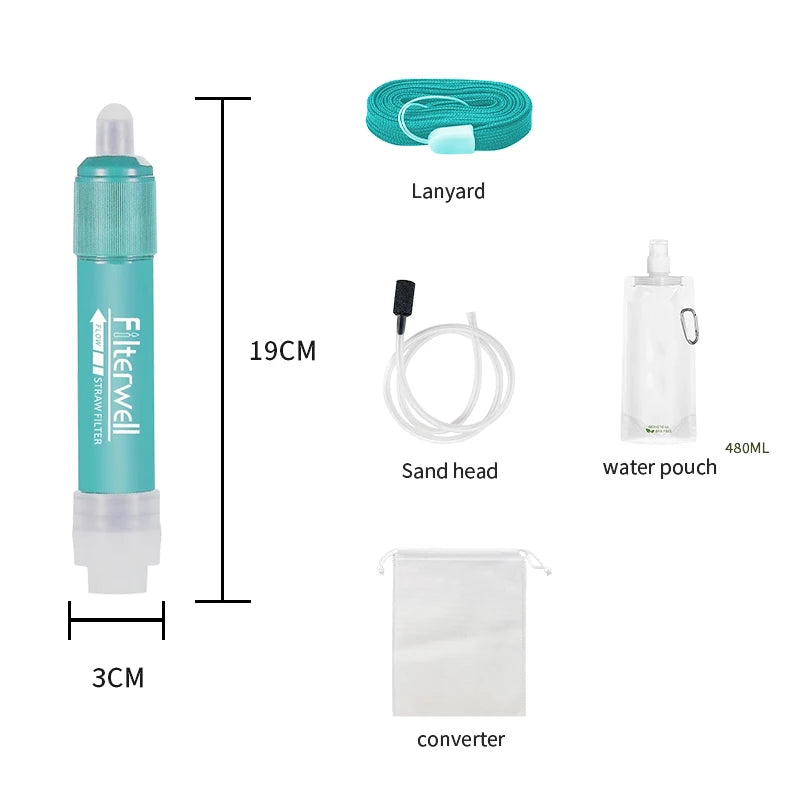 Filterwell 0.01 Um Membrane Solutions Purifier Personal Hiking Camping Outdoor Survival Portable Life Water Filter Straw
