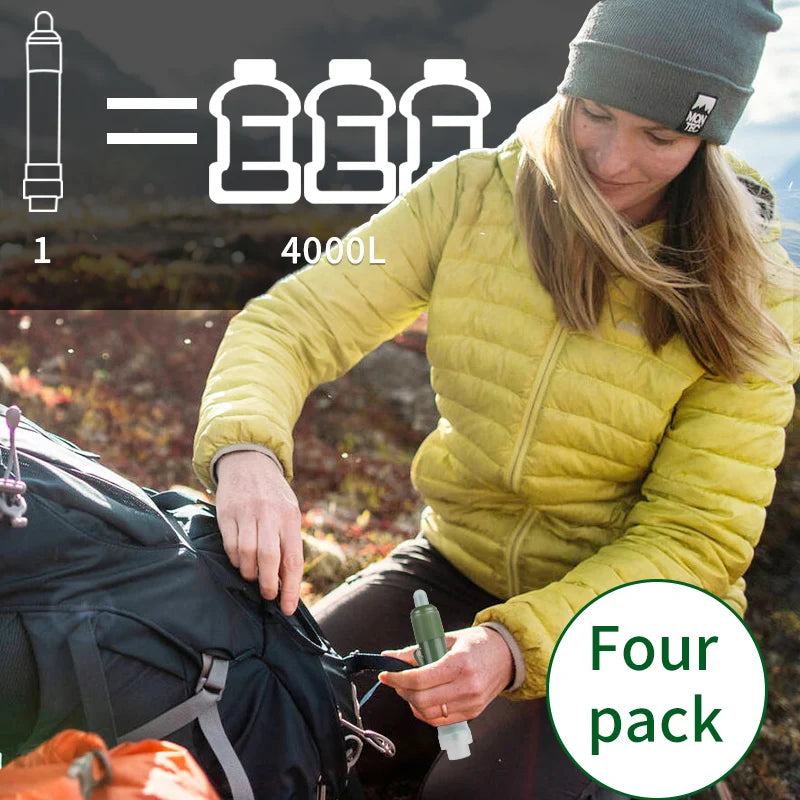 Filterwell 4PCS Mini Personal Hiking Portable Personal Emergency Life Outdoor Survival Water Filter Straw