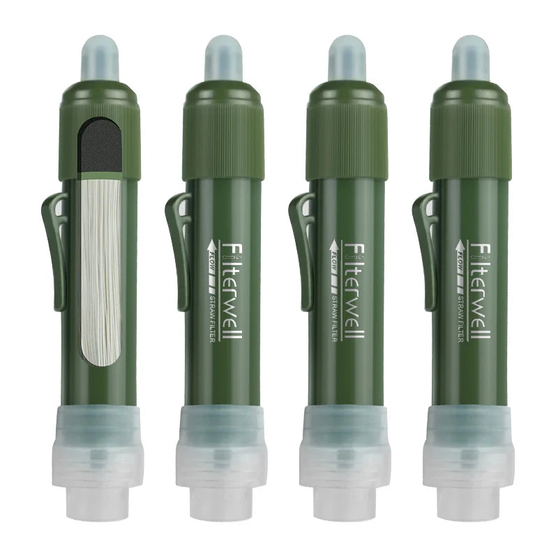 Filterwell 4PCS Mini Personal Hiking Portable Personal Emergency Life Outdoor Survival Water Filter Straw