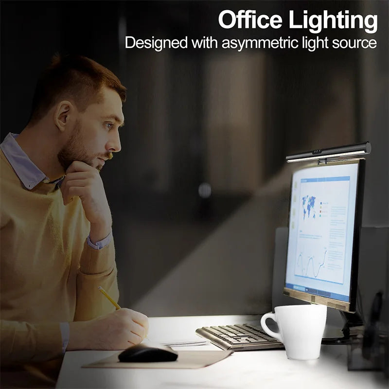 Computer Monitor Lamp, 3 Color Modes Computer Screen Monitor Light Bar,stepless Dimmable