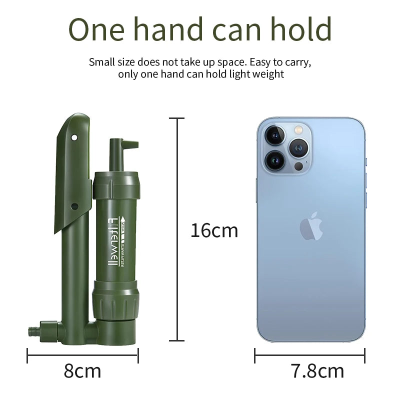 Filterwell Travel Hiking Emergency Mini Portable Personal Survival Water Filter Hand Pump Outdoor Pocket Water Filter