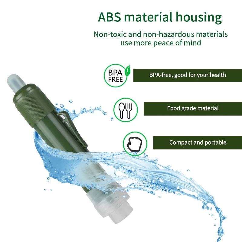 Outdoor Portable Water Purifier Camping Hiking Life Water Filter Straw Survival Kit