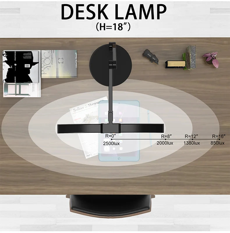 Curved LED Desk Lamp with Round Base Architect Desk Light Flexible Table Bedside Lamp for Reading Study