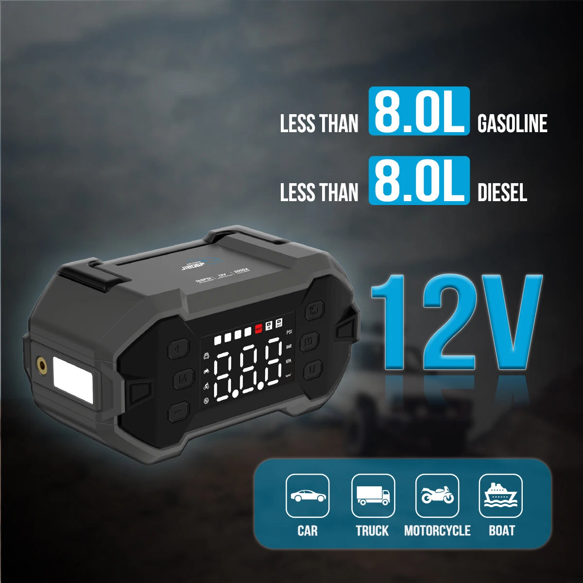 3000A 20000mah Mini Car Jump Starter With 12V Lithium Battery Power Bank Jump Pack With Air Compressor Booster Charger for Car