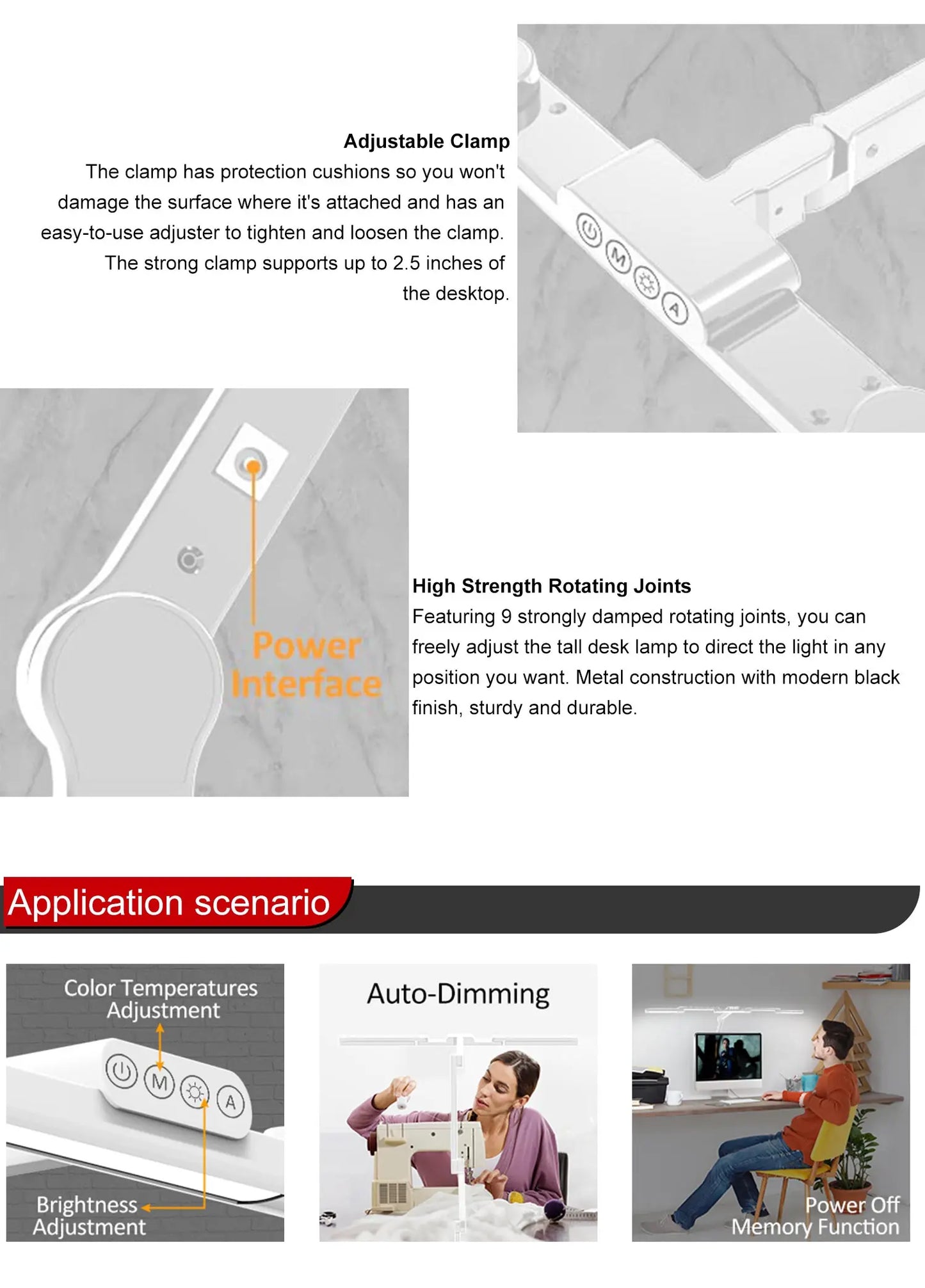 Multifunctional Eye Caring Led Table Lamp Luxury Reading Table Lamp with Clamp Design Lamps Nordic Interior