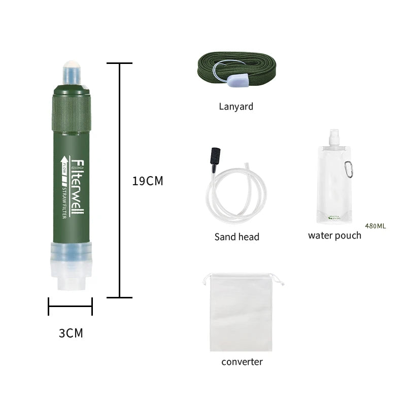 Filterwell Outdoor Camping Mini Portable Personal Water Filtration Filter Straw Camping Water Filters