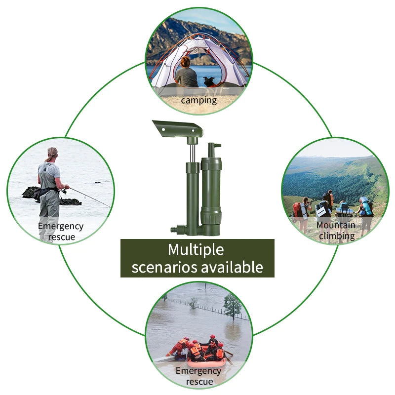 Filterwell Travel Hiking Emergency Mini Portable Personal Survival Water Filter Hand Pump Outdoor Pocket Water Filter