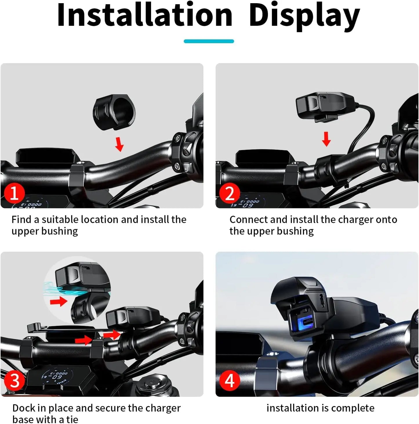 12V 24V Waterproof 36w Type C Mobile Phone Quick Charger Adapter Motorcycle USB Charger With LED for Tablet