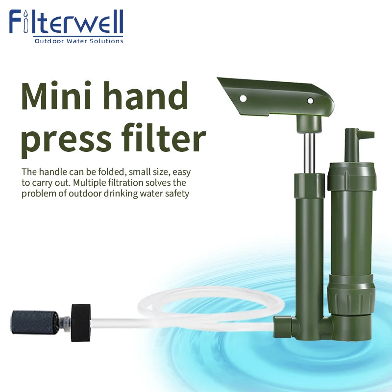 Filterwell Travel Hiking Emergency Mini Portable Personal Water Filter Hand Pump Pocket Water Filter