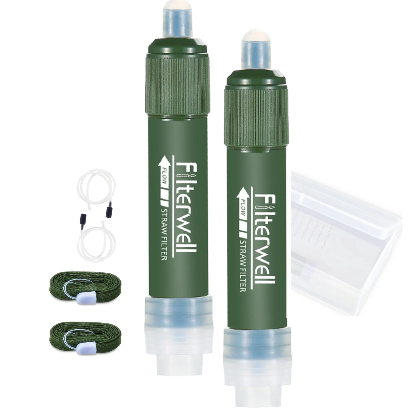 Filterwell 2 in 1 case  Outdoor  Emergency Portable Personal Water Filtration Filter Straw  Purifier  Survival Gear