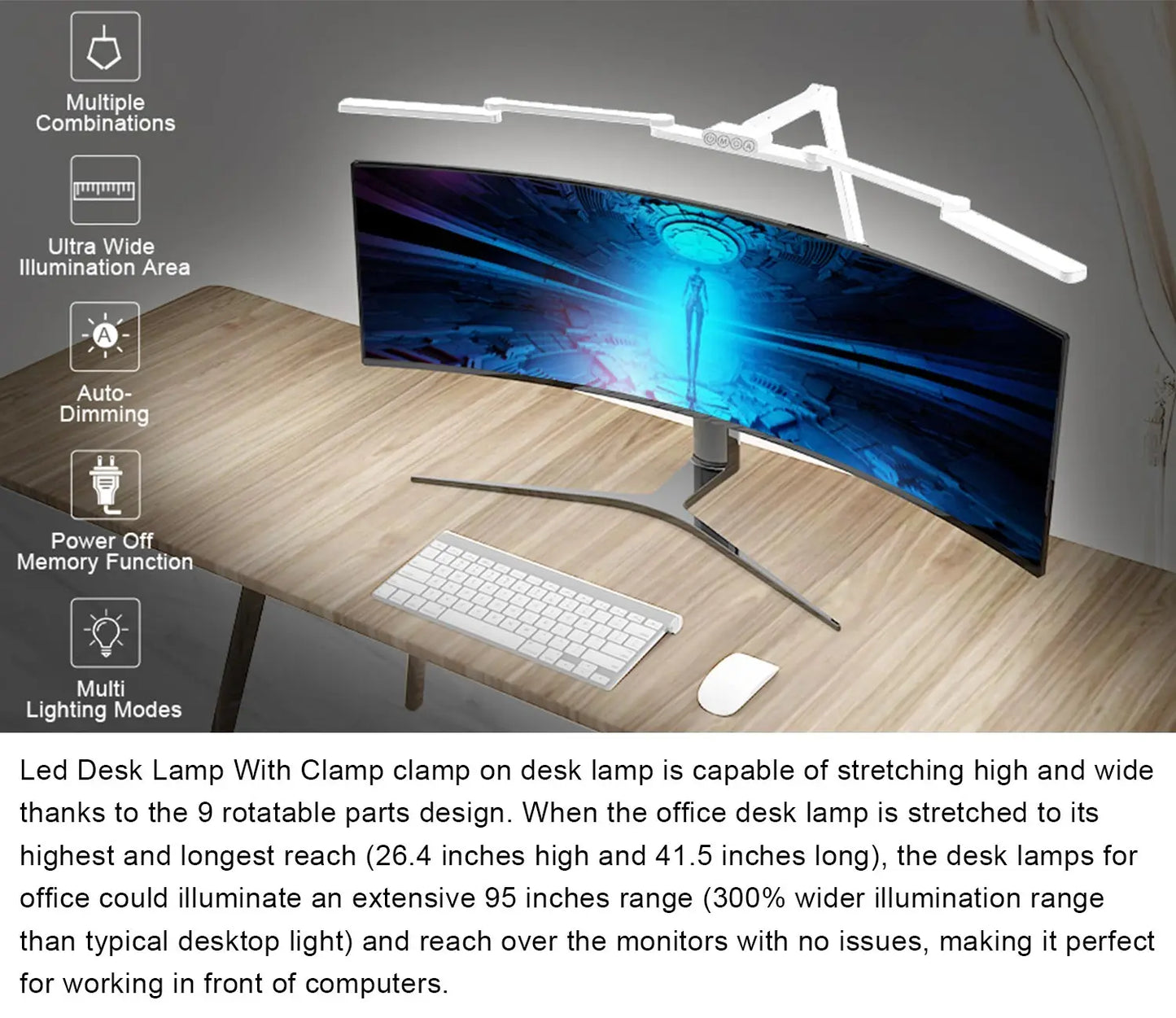 Luxury Indoor Office Home Hotel Reading Room Design Monitor Desktop Screen Foldable Adjustable Metal Led Desk Lamp Table Light