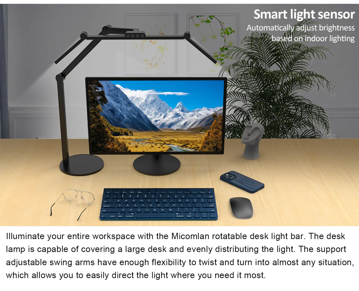 Led Desk Lamp with Clamp, Architect Desk Lamp for Home Office with Atmosphere Lighting Led Desk Lamp Dimmable Touch