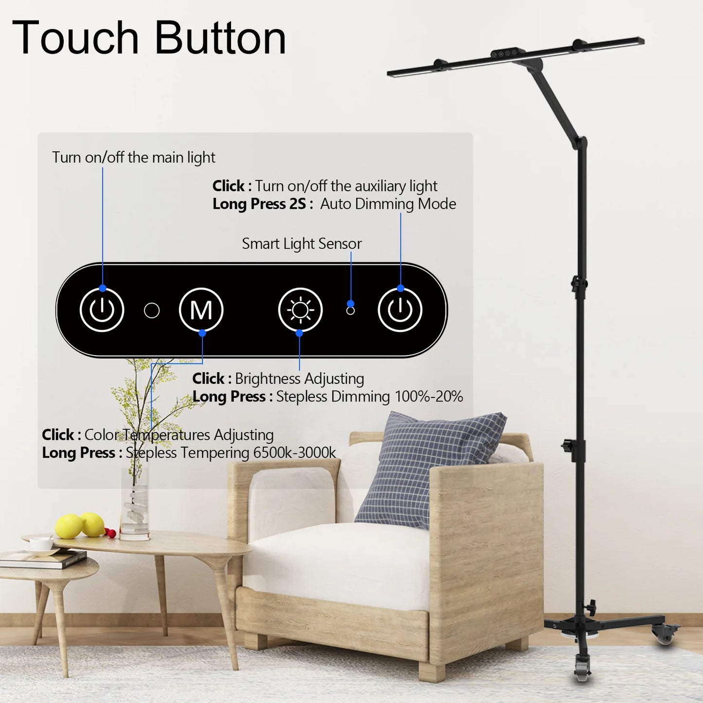 Modern Indoor Beauty Salon Living Reading Room Office Spa Eyebrow Tattoos Eyelash Study Design Beautician Dresser Led Floor Lamp