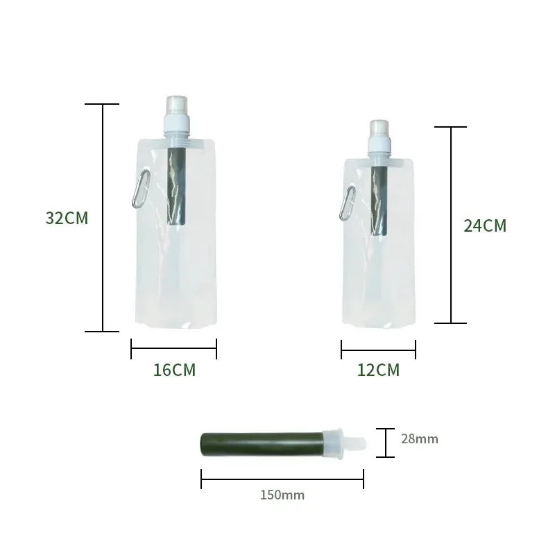 Filterwell Water Purifier Filter Straw Filtration 500ML 1000ML Squeeze Pouch With Water  Filter Straw