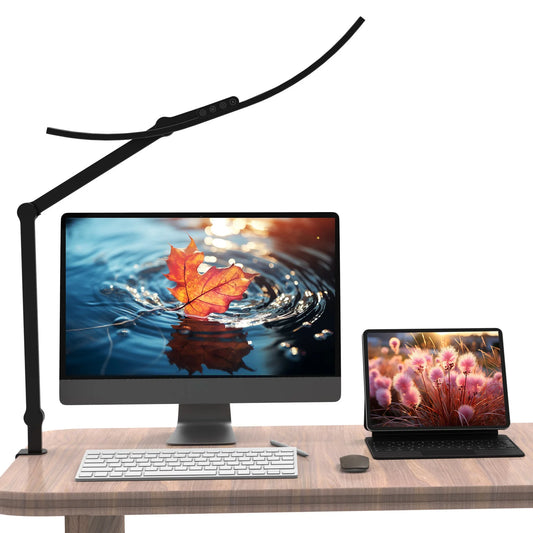 Architect Desk Lamp with Curved Light Bars, 33 Inches Long Wide Bright LED Desk Lamp with Clamp Office Light Modern